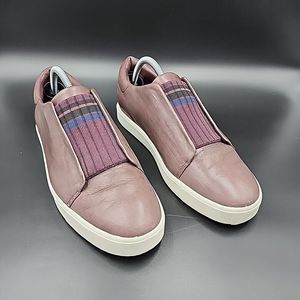Vince Cantara Leather Slip On Sneakers Burgundy Size 9 US 39 EU Platform Knit